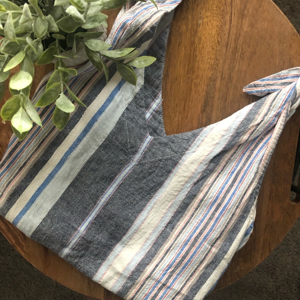 A New Day linen striped tank blouse size M